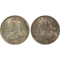 1919-M Australian KGV Sixpence - PCGS MS64