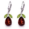 Image 1 : Genuine 14KT White Gold 13 ctw Garnet & Peridot Earrings - SKU#-JGG71985