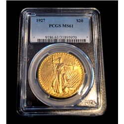 1927 $20 St. Gaudens Gold Double Eagle PCGS MS61