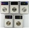 Image 2 : LOT OF ( 5 ) 1950-D WASHINGTON QUARTERS,  NGC MS-65