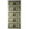 Image 1 : (5) CONSECUTIVE 1957 $1 SILVER CERTIFICATES