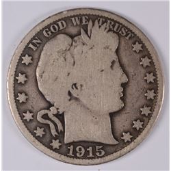 1915 BARBER HALF DOLLAR, G/VG  KEY COIN
