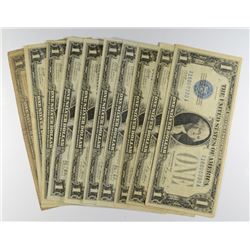 (10) 1928 $1 SILVER CERTIFICATES (FUNNY BACKS)