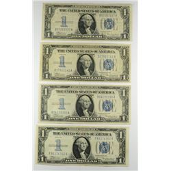 (4) 1934 $1 SILVER CERTIFICATES (FUNNY BACKS) HIGH GRADE