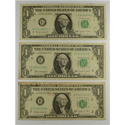 (3) $1 FEDERAL RESERVE NOTES (STARS) BARR NOTES