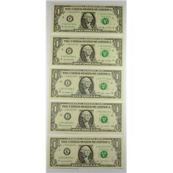 (5) $1 FEDERAL RESERVE NOTE'S (REPEATER'S)