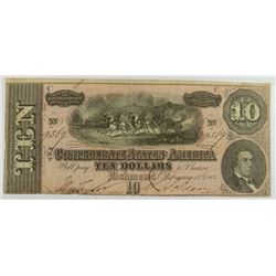 1864 $10 CONFEDERATE STATES OF AMERICA NOTE