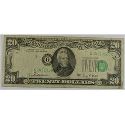 1969 $20 FEDERAL RESERVE NOTE (MAJOR MINT ERROR-SHIFT)