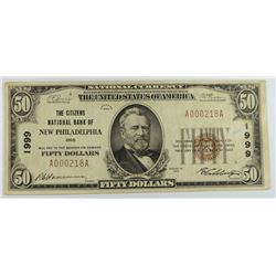 1929 $50 NATIONAL (NEW PHILADELPHIA, OH) #1999
