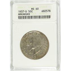 1937-D ARKANSAS COMMEN HALF DOLLAR ANACS MS-60