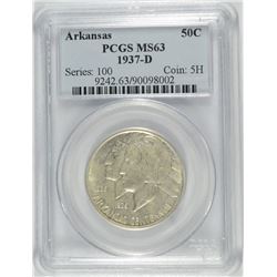 1937-D ARKANSAS COMMEN HALF DOLLAR PCGS MS-63