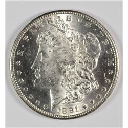 1891-S MORGAN SILVER DOLLAR, MS-63 WHITE!