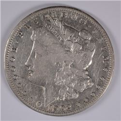 1902-S MORGAN SILVER DOLLAR, VF  SEMI-KEY