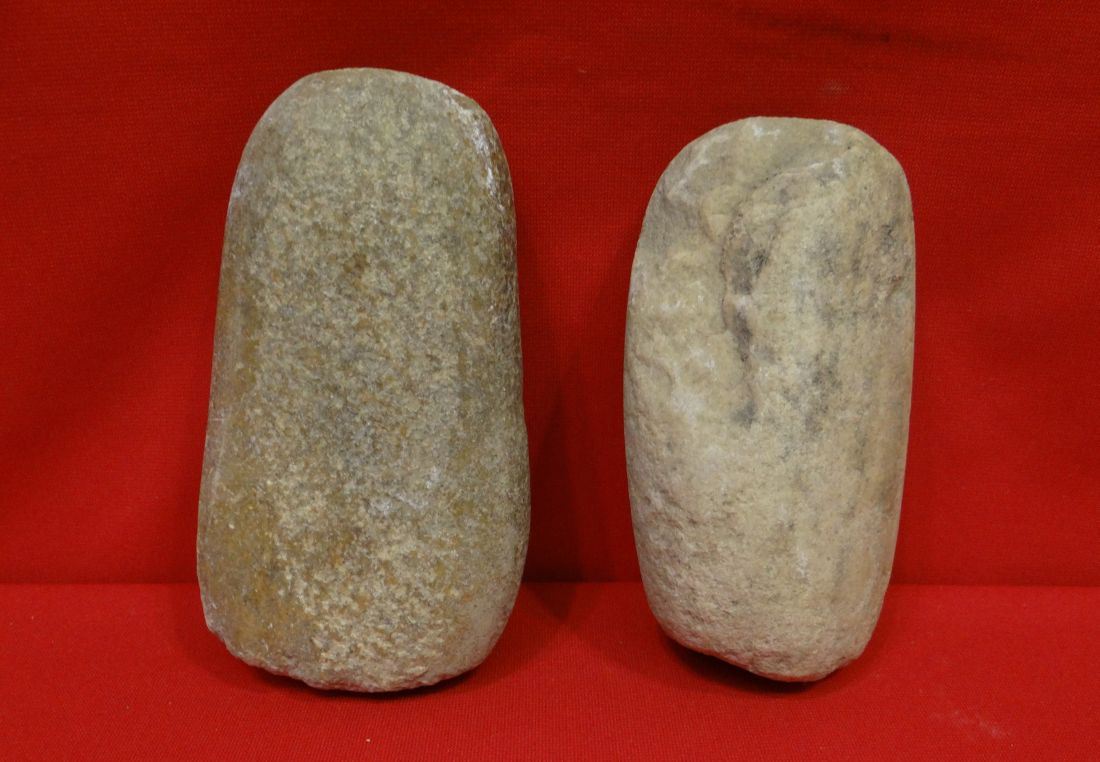 2 grinding stones, 5" and 6", found N. of Rosebud, MT