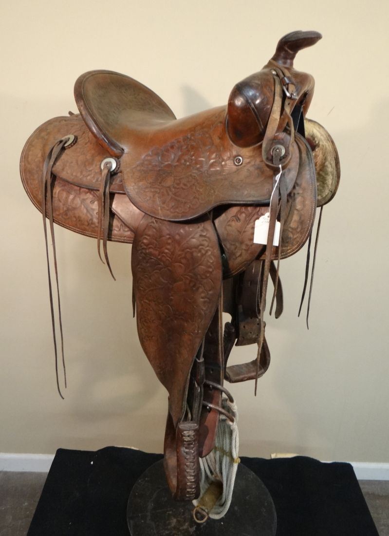 Al Furstnow saddle, 15", Special 175, "MATHIS" back of cantle