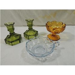 LOT 4 VINTAGE FOSTORIA COIN GLASS PIECES