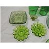 Image 3 : LOT 11 ASSORTED VINTAGE GREEN GLASSWARE