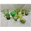 Image 1 : LOT 8 ASSORTED VINTAGE GREEN GLASSWARE