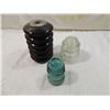 Image 1 : LOT 3 VINTAGE GLASS & CERAMIC INSULATORS