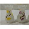 Image 2 : LOT 4 VINTAGE WHITE HAND PAINTED BUD VASES