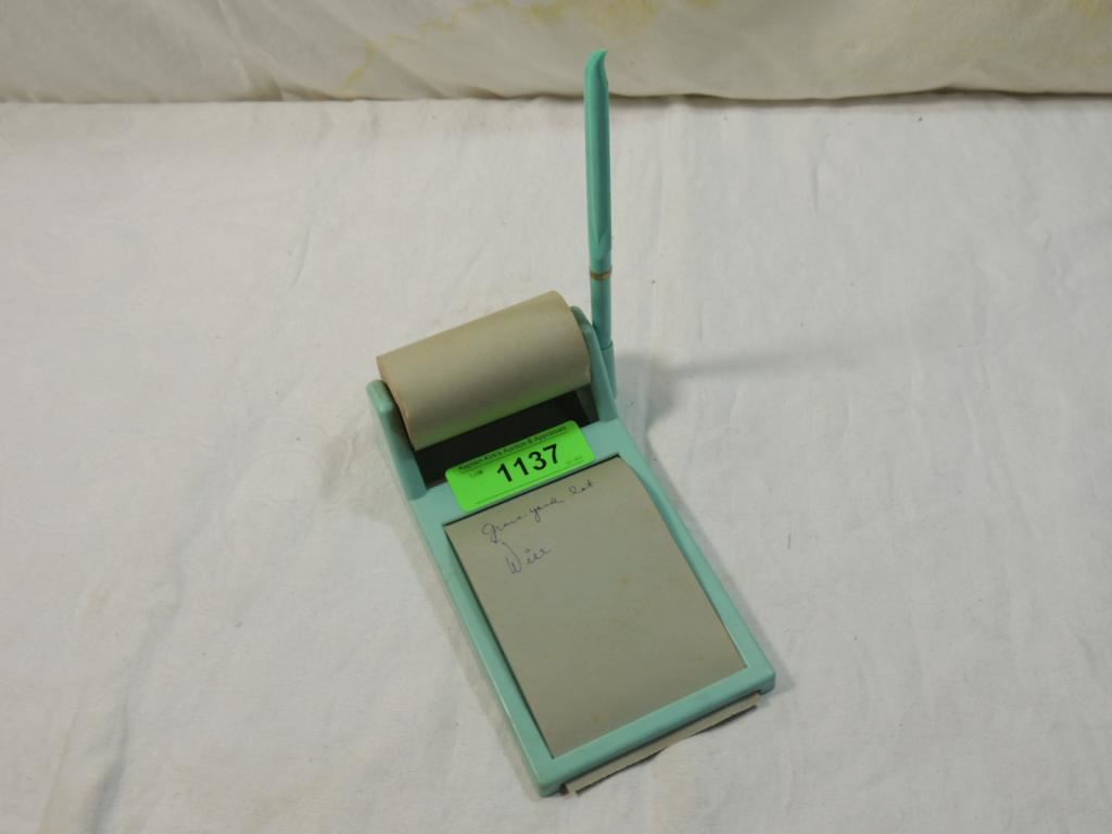 Rolling Notepad VINTAGE TABLE TOP PAPER ROLL NOTEPAD HOLDER