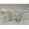 Image 2 : LOT 7 MILK GLASS HOBNAIL PITCHER & GLASSES
