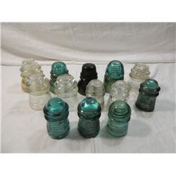 LOT 12 VINTAGE GLASS INSULATORS