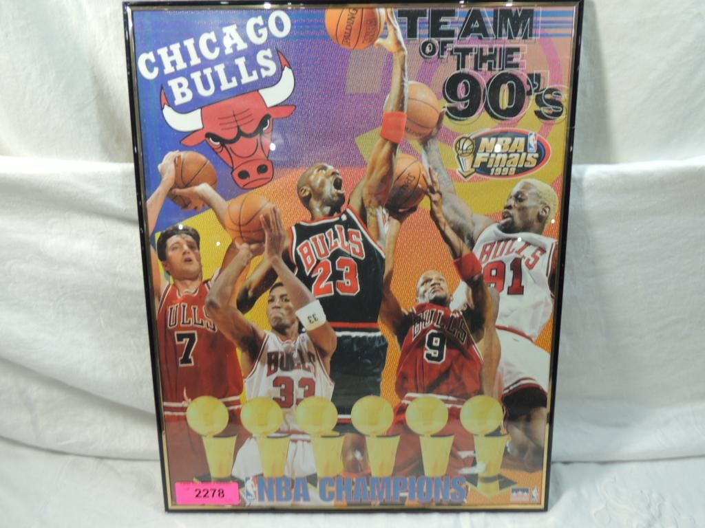 CHICAGO BULLS TEAM OF THE 90s FRAMED POSTER