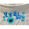 Image 1 : LOT 10 ASSORTED VINTAGE BLUE GLASSWARE