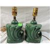 Image 1 : PAIR MATCHING GREEN CERAMIC TABLE LAMPS