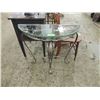 Image 1 : METAL & GLASS HALF MOON HALL TABLE