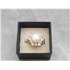 Image 1 : SILVER PLATED PEARL AND WHITE TOPAZ RING (L769-6)