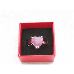 NATURAL AMETHYST SILVERTONE RING (L769-8)