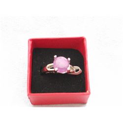 NATURAL AMETHYST SILVERTONE RING (L769-9)