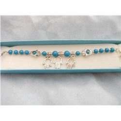 SILVER TONE AND BEAD BRACELET (L769-12)