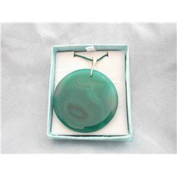 GREEN STRIPE AGATE PENDANT WITH CORD (L769-24)