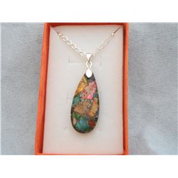 SEA SEDIMENT JASPER PENDANT WITH CHAIN (L800-10)