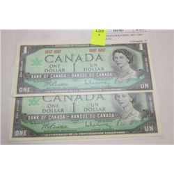 2 MINT CONFEDERATION 1867-1967 DOLLARS X2
