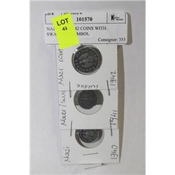 NAZI 1940-41-42 COINS WITH SWASTIKA SYMBOL