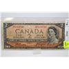 Image 1 : 1954 CANADIAN 2 DOLLAR BANKNOTE DEVIL'S FACE IN