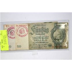 PAIR OF CONC. CAMP NOTES, ORANEINBURG SKULL HEADS