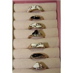 PINK RING BOX W/ 7 RINGS