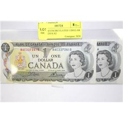 1973 GEM UNCIRCULATED 1 DOLLAR BANKNOTES X2