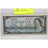 Image 1 : 1954 5 DOLLAR BANKNOTE (WRITING)