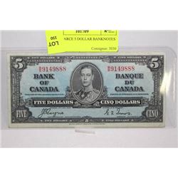 1937 SCARCE 5 DOLLAR BANKNOTE