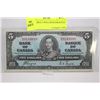 Image 1 : 1937 SCARCE 5 DOLLAR BANKNOTE