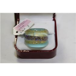 24K GOLD 3-TONE MURANO GLASS RING SIZE: 7