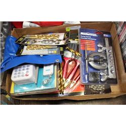 BOX OF NEW MISC. TOOLS ETC.
