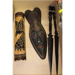 Box w/ 2 Africa Black Spear Wall Hangings &