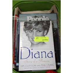 BOX OF PRINCESS DIANA BOOKS AND NEWSPAPERS